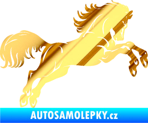 Samolepka Kůň 062 pravá ve skoku chrom fólie zlatá zrcadlová