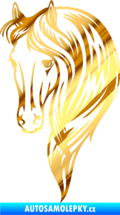 Samolepka Kůň 064 levá s hřívou chrom fólie zlatá zrcadlová