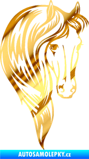 Samolepka Kůň 064 pravá s hřívou chrom fólie zlatá zrcadlová