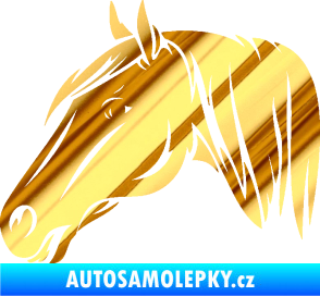 Samolepka Kůň 065 levá hlava s hřívou chrom fólie zlatá zrcadlová