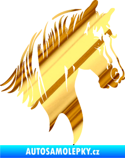 Samolepka Kůň 066 pravá hlava s hřívou chrom fólie zlatá zrcadlová