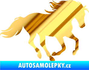 Samolepka Kůň 071 pravá běžící chrom fólie zlatá zrcadlová