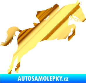 Samolepka Kůň 076 pravá parkur chrom fólie zlatá zrcadlová