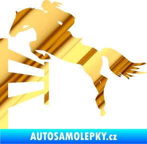 Samolepka Kůň 080 levá skok přes překážku chrom fólie zlatá zrcadlová