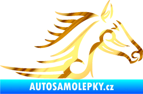 Samolepka Kůň 081 pravá hlava tattoo chrom fólie zlatá zrcadlová
