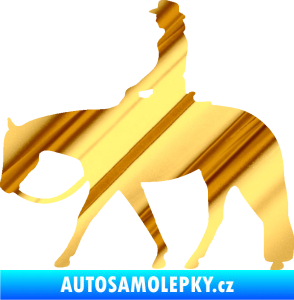 Samolepka Kůň 082 levá kovbojka na koni chrom fólie zlatá zrcadlová