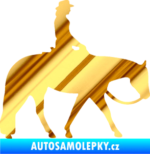 Samolepka Kůň 082 pravá kovbojka na koni chrom fólie zlatá zrcadlová