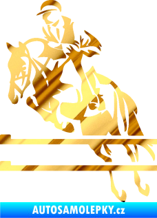 Samolepka Kůň 083 levá skok přes překážku chrom fólie zlatá zrcadlová
