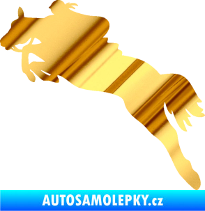 Samolepka Kůň 084 levá s jezdkyní chrom fólie zlatá zrcadlová