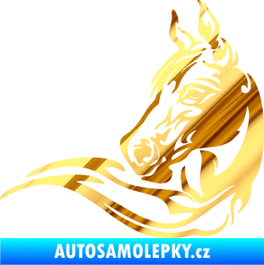 Samolepka Kůň 085 levá chrom fólie zlatá zrcadlová