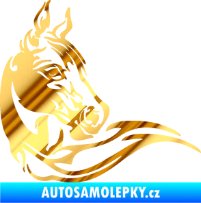 Samolepka Kůň 085 pravá chrom fólie zlatá zrcadlová