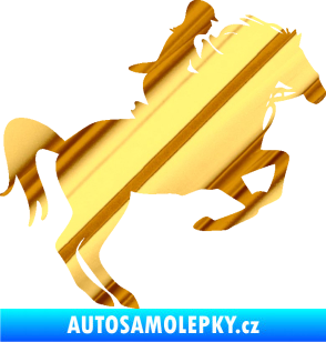 Samolepka Kůň 091 pravá skok chrom fólie zlatá zrcadlová