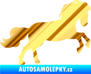 Samolepka Kůň 098 pravá běh chrom fólie zlatá zrcadlová