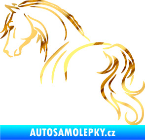 Samolepka Kůň 104 levá chrom fólie zlatá zrcadlová