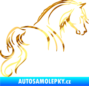 Samolepka Kůň 104 pravá chrom fólie zlatá zrcadlová