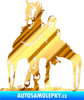 Samolepka Kůň klusák levá chrom fólie zlatá zrcadlová