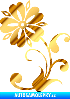 Samolepka Květina dekor 001 levá chrom fólie zlatá zrcadlová