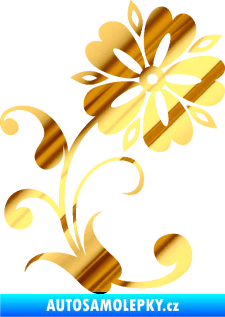Samolepka Květina dekor 001 pravá chrom fólie zlatá zrcadlová