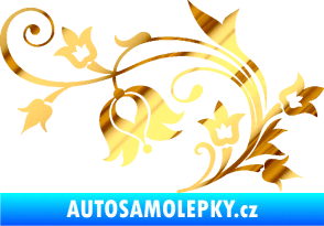 Samolepka Květina dekor 002 levá chrom fólie zlatá zrcadlová