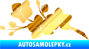Samolepka Květina dekor 008 levá orchidej chrom fólie zlatá zrcadlová