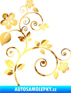 Samolepka Květina dekor 012 pravá chrom fólie zlatá zrcadlová