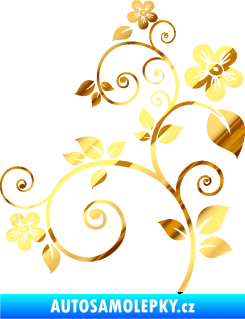 Samolepka Květina dekor 012 levá chrom fólie zlatá zrcadlová