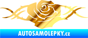 Samolepka Květina dekor 020 pravá růže s trny chrom fólie zlatá zrcadlová