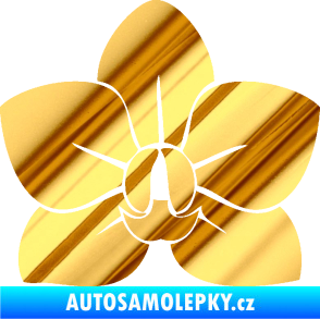 Samolepka Květina dekor 023 orchidej květ chrom fólie zlatá zrcadlová