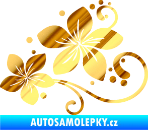Samolepka Květina dekor 035 levá chrom fólie zlatá zrcadlová