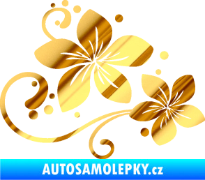 Samolepka Květina dekor 035 pravá chrom fólie zlatá zrcadlová
