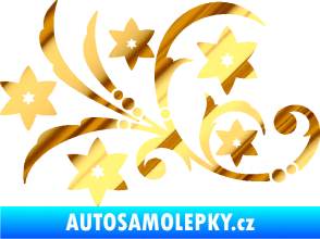 Samolepka Květina dekor 041 levá chrom fólie zlatá zrcadlová