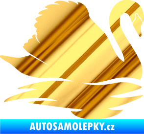 Samolepka Labuť 003 pravá chrom fólie zlatá zrcadlová