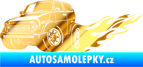 Samolepka Lada auto s plameny levá chrom fólie zlatá zrcadlová