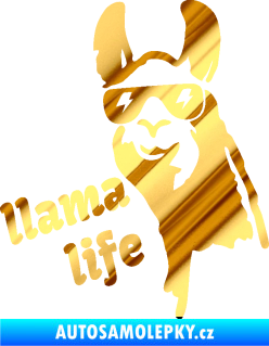 Samolepka Lama 004 llama life chrom fólie zlatá zrcadlová