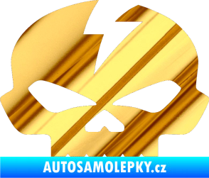 Samolepka Lebka 001 levá chrom fólie zlatá zrcadlová