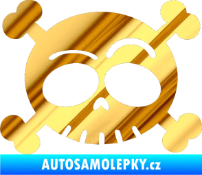 Samolepka Lebka 003 levá chrom fólie zlatá zrcadlová