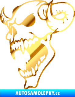 Samolepka Lebka 007 levá ďábel chrom fólie zlatá zrcadlová