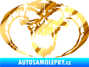 Samolepka Lebka 027 pravá se zahnutými rohy chrom fólie zlatá zrcadlová