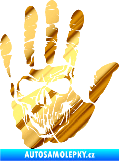 Samolepka Lebka 032 pravá otisk dlaně chrom fólie zlatá zrcadlová