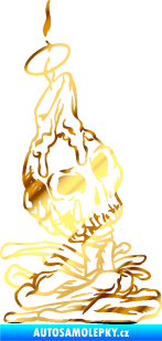 Samolepka Lebka 036 levá svícen chrom fólie zlatá zrcadlová