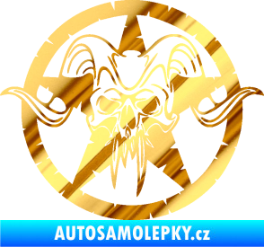 Samolepka Lebka 039 levá army hvězda chrom fólie zlatá zrcadlová
