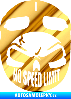 Samolepka Lebka 043 motorkář chrom fólie zlatá zrcadlová