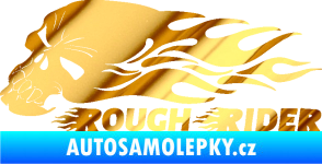 Samolepka Lebka 051 levá rough rider chrom fólie zlatá zrcadlová