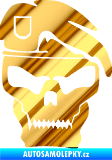 Samolepka Lebka army pravá chrom fólie zlatá zrcadlová