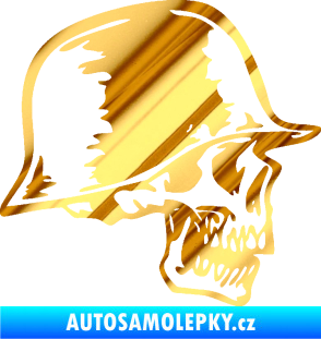 Samolepka Lebka s helmou pravá chrom fólie zlatá zrcadlová