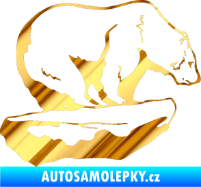 Samolepka Lední medvěd pravá chrom fólie zlatá zrcadlová