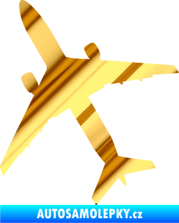 Samolepka Letadlo 018 levá chrom fólie zlatá zrcadlová