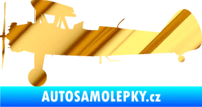 Samolepka Letadlo 020 levá Boeing Stearman model 75 biplane chrom fólie zlatá zrcadlová