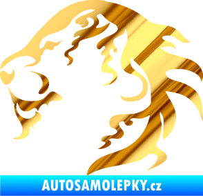 Samolepka Lev 003 levá chrom fólie zlatá zrcadlová