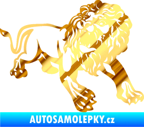 Samolepka Lev 006 pravá chrom fólie zlatá zrcadlová